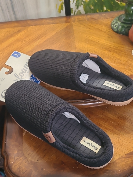 New! Dearfoams Black Knit Clog Slip On Indoor Outdoor Slippers Mens Large 11/12 main image 7